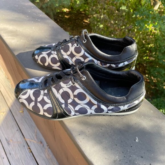 Coach Black and Silver Sneakers - Kellee Size 8 - Picture 2 of 5